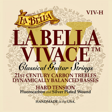 Струны для классической гитары Vivace La Bella, карбон/посеребр, Hard